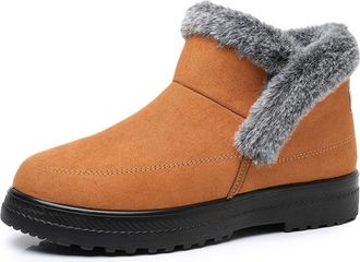 Generic Winter Boots Fashionable Unisex Design Soft Thick Sole Thermal Insulated Slip On Footwear For Cold Weather Outdoor Activities(Brown, 3.5-4)