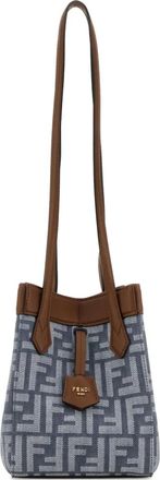 Fendi Borsa a secchiello Origami mini con monogramma - Blu