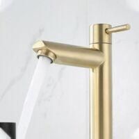 OEM Grifer&iacute;a De Ba&ntilde;o Retro G1/2(s), Mezclador De Lavabo En Oro Cepillado, Grifo Retro De Agua Fr&iacute;a Para Vestuarios - Crezuo