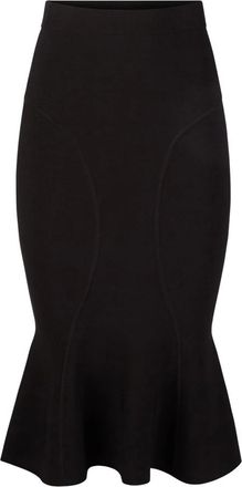 Nina Ricci Rokken, Dames, Zwart, M, Leer, Lange zeemeermin rok met coupenaden