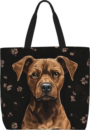 Generic Brown Dog1 Tote Bag Reusable Carry Bag Foldable Handbags For Picnic Camping Travel