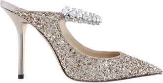 Jimmy Choo London Bing 100 Coarse Glitter Mules, Brand Size 34.5 ( US Size 4.5 )