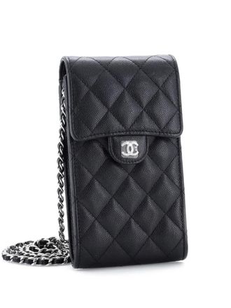 Chanel Classic Flap Phone Holder Quilted Caviar crossbody bag - Zwart