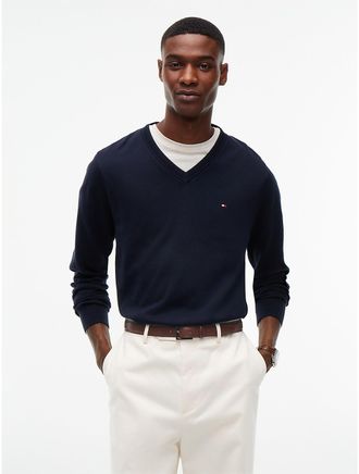 Tommy Hilfiger Mens Essential V-Neck Sweater - Navy Blue - XXXL
