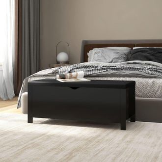 vidaXL Caja De Almacenaje Y Coj&iacute;n Madera Ingenier&iacute;a Negro 105x40x45 Cm Vidaxl