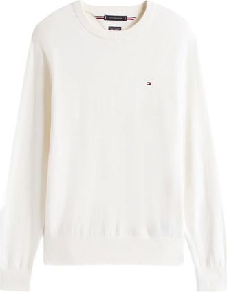 Tommy Hilfiger Trui met geborduurd logo en ronde hals - Wit
