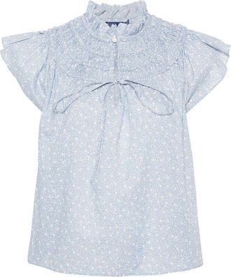 Polo Ralph Lauren floral-print cotton blouse - women - Cotton - 6 - Blue