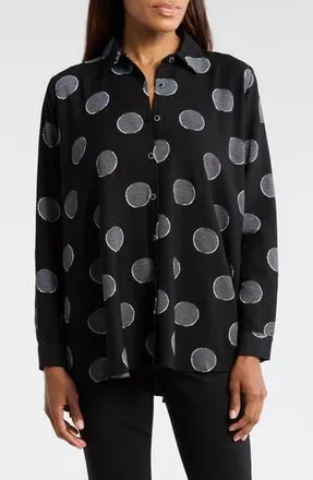 Patrizia Luca Dot Button Down Shirt in Black at Nordstrom Rack, Size Large/x-Large