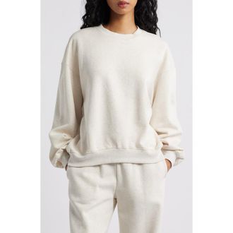 BP. Relaxed Cotton Blend Sweatshirt in Beige Oatmeal Light Heather at Nordstrom, Size Xx-Small