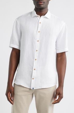 Johnnie-O Gianna Hangin Out Short Sleeve Linen & Lyocell Button-Up Shirt in White at Nordstrom Rack, Size Large