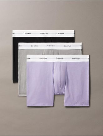 Calvin Klein Mens Cotton Modal Stretch 3-Pack Boxer Brief - Purple - XL