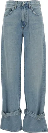 A Gold E Jeans With Cinched Hem