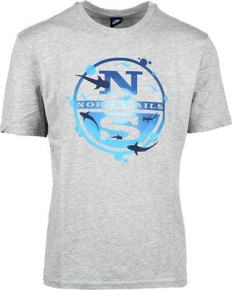 North Sails Lichtgrijze T-Shirt voor Heren - Heren - T-shirts - Grijs - L - Katoen - Tops