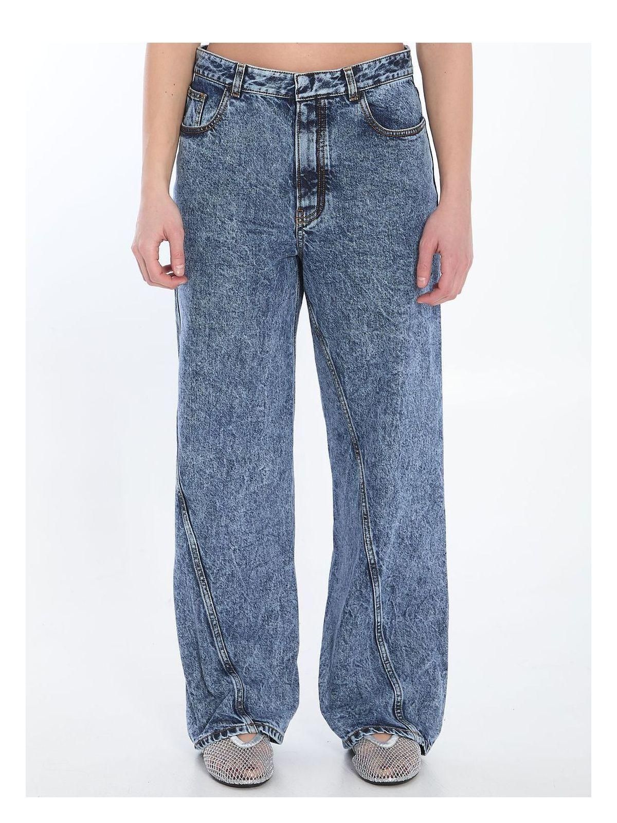 デニム・ジーパン ALAIA JEANS A GAMBA CURVA IN DENIM ALAÏA BLEU VINTAGE ROUND JEANS IN STONE DENIM |ALAÏA CA
