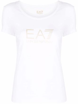 Emporio Armani logo-print cotton T-shirt - women - Spandex/Elastane/Cotton - 38 - White