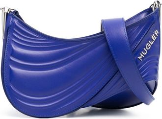 MUGLER small Spiral Curve 01 embossed crossbody bag - women - Calf Leather - OS - Blue