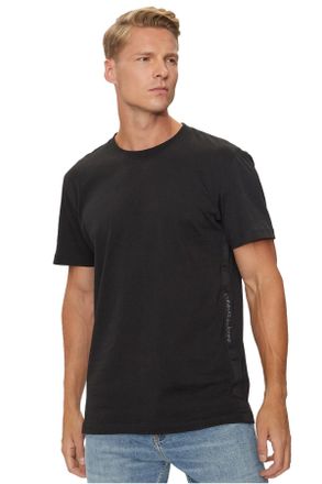 Calvin Klein Mens Logo Tape Round Neck Short Sleeve T-Shirt, Black (Ck Black), L