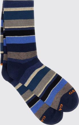 Gallo Calze alte in cotone stretch con motivo a righe multicolor e logo jacquard