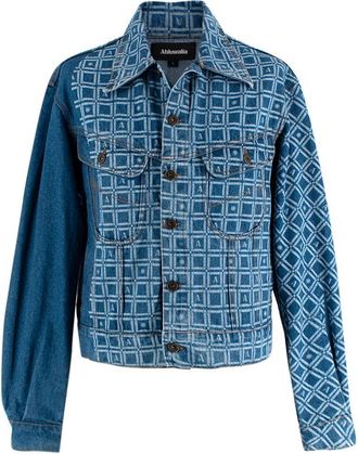Ahluwalia Studio Blue Priya Graphic-Print Denim Jacket Size L