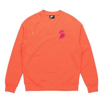 Nike As M Nsw Ft Crw Wtour Embroidered Pattern Round Neck Long Sleeves Orange DD0883-842