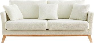 Miliboo Miliboo - Sofá nórdico 3 plazas desenfundable efecto borreguillo blanco oslo