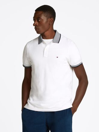 Tommy Hilfiger Poloshirt TOMMY HILFIGER LINEN PIQUE REG POLO, Herren, Gr. XXL, weiss (wei&szlig;), Jersey, Obermaterial: 75% Baumwolle, 25% Leinen, Rippb&uuml;ndchen, Shirts Po