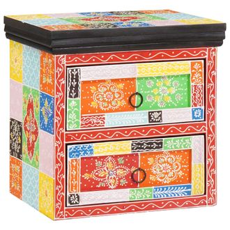 Berkfield Home Bedside Cabinet Multicoloured Solid Wood with Paint