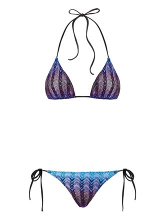 Missoni patterned bikini - women - Rayon/Polyamide/Metallised Fibres/Elastane - 46 - Blue