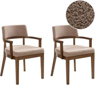 Beliani Set of 2 Dining Chairs DALBO Boucle Dark Brown/ Taupe