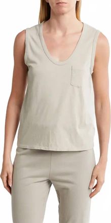 James Perse V-Neck Cotton Tank In Mineral Beige