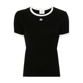Courr&egrave;ges Dames, Tops, Zwart, Maat: L