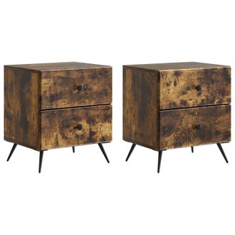 vidaXL Armario De Noche 2 Pcs Roble Ahumado 43 X 34,5 X 47,5 Cm Vidaxl