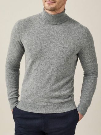 Luca Faloni Dolomiti Grey Cashmere (2-Ply) Roll Neck