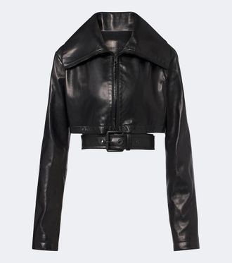 Balenciaga Belted cropped leather jacket