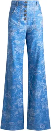 Etro Flared Jacquard Denim Jeans - Dames - Wijde Broeken - Blauw - W27 - Denim - Broeken