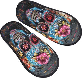 Generic Slippers Sugar Skulls Printing Home Slippers Casual Comfy House Slipper For Travel Spa Indoor M