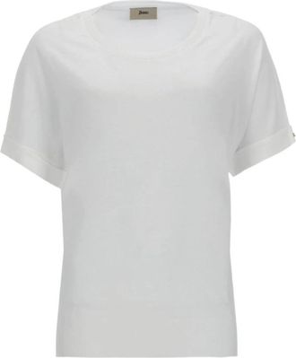 Herno T-shirt met ronde hals van katoen - Dames - T-shirts - Wit - S - Katoen - Tops