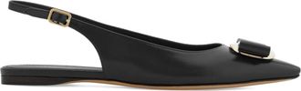 Ferragamo Black Zelmy Pointed Toe Slingback Ballerinas