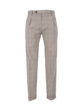 Berwich Taupe Tailored Check Straight-Leg Pants