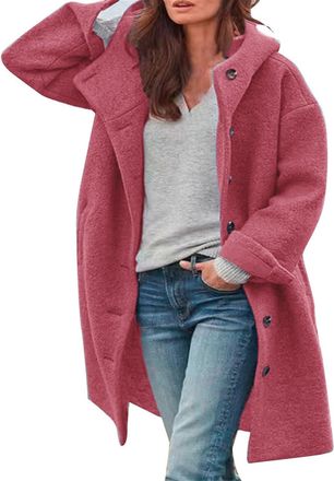 Generic Trench Coats for Women Winter Casual Wool Pea Coat Jackets for Ladies Casual Loose Jacket for Women Windproof Outwear with Pockets