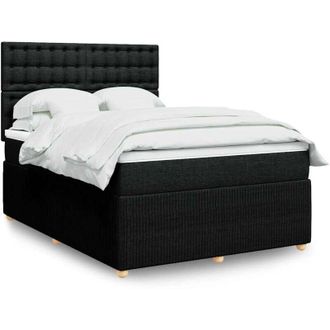 vidaXL Vidaxl - Cama Box Spring Con Colch&oacute;n Tela Negro 140x190 Cm