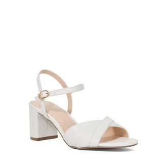 Dune London Womens Ladies Mallorca - Block Heel Open Toe Sandals - White Leather - Size UK 8