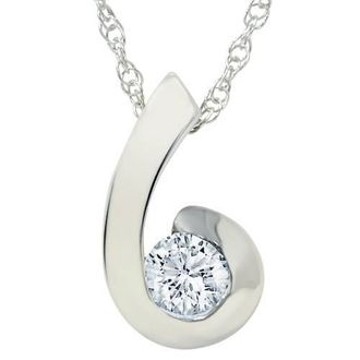 Pompeii3 1/2ct Round Brilliant Diamond Solitaire Swirl Pendant