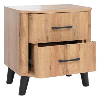 Hhg Mesita De Noche Hhg-767, Mesita De Noche, 2 Cajones, Mdf, 50 X 48 X 40 Cm, Acabado Roble Wotan