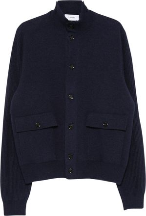 Lardini Ribbed-Knit Panelled High-Collar Jacket
