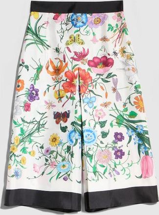 Gucci Printed Silk Pants, White
