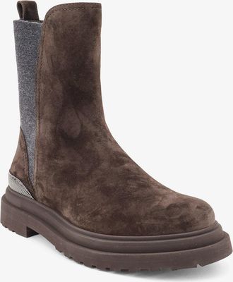 Brunello Cucinelli Womens Boots With Monili Detail Suede Brown Suede-Rubber Suede/rubber