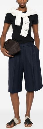 Brunello Cucinelli Brunello Cucinelli Womens Linen Blend Bermuda Shorts - Dark Blue viscose - Size EU 36 (Womens)