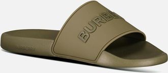 Burberry Mens Burberry Logo Tech Furley Sliders Dark Green - Size: 10
