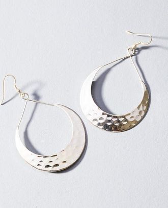 Matr Boomie Lunar Crescent Hammered Hoop Earrings in Silver at Nordstrom